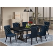 Pemberly Row 7-Piece Dining Table Set with Black Finish