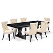 Pemberly Row 7-Piece Kitchen Dining Set with Black Finish