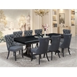 Pemberly Row 9-Piece Dining Table Set with Removable Leaf in Black Wood