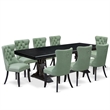 Pemberly Row 9-Piece Wood Dining Table Set with Removable Leaf in Black
