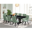 Pemberly Row 9-Piece Wood Dining Table Set with Removable Leaf in Black