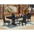 Pemberly Row 5-Piece Dining Table Set with Wooden Chairs in Black Finish