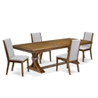 Pemberly Row 5-Pc Extendable Dining Table Set with Gray Upholstered Chairs