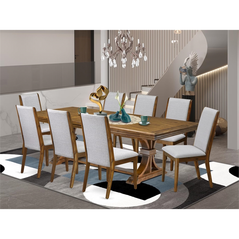 Pemberly Row 9-Piece Extendable Kitchen Table Set in Walnut