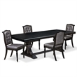 Pemberly Row 5-Piece Dining Set with Removable Leaf in Black Finish