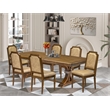 Pemberly Row 7-Pc Kitchen Table Set with Acacia Wood in Walnut Finish