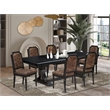 Pemberly Row 7-Pc Dining Table Set with Acacia Wood in Black Finish