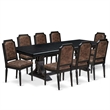 Pemberly Row 9-Pc Dining Room Set with Wood Table in Black Finish