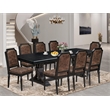 Pemberly Row 9-Pc Dining Room Set with Wood Table in Black Finish