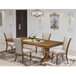 Pemberly Row 5-Piece Dining Table Set with Removable Leaf in Walnut