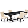 Pemberly Row 5-Piece Kitchen Dining Set with Sand Blasting Black Table