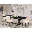 Pemberly Row 5-Piece Kitchen Dining Set with Sand Blasting Black Table