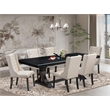 Pemberly Row 7-Piece Kitchen Dining Set in Black with Cream Fabric