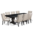 Pemberly Row 9-Piece Dining Set with Sand Blasting Black Finish