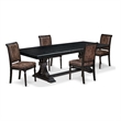 Pemberly Row 5-Piece Kitchen Dining Set Acacia Wood Black Finish