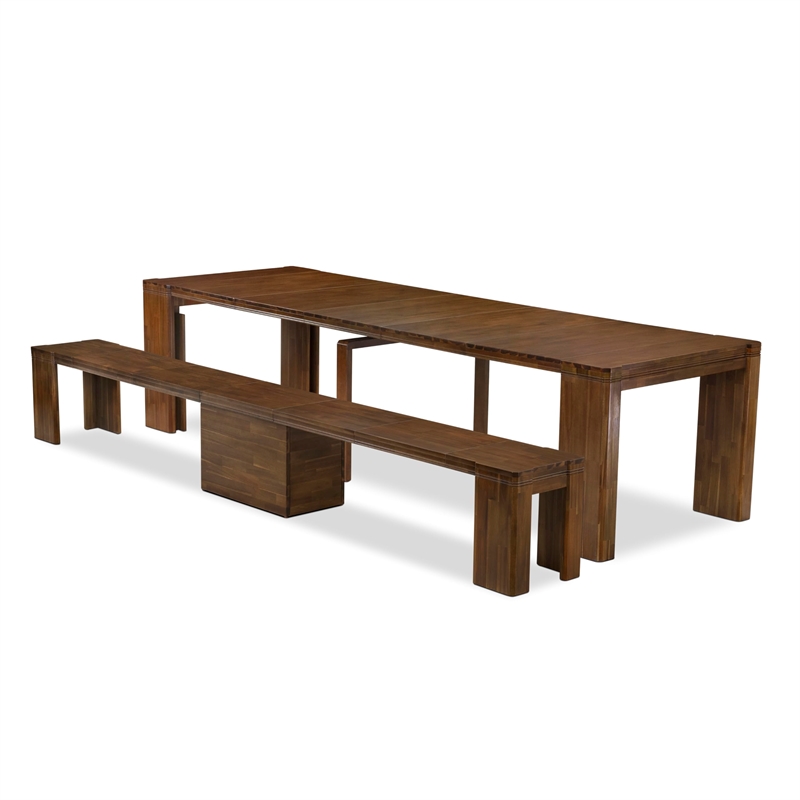 Pemberly Row 2-Piece Expandable Dining Room Set Walnut Finish