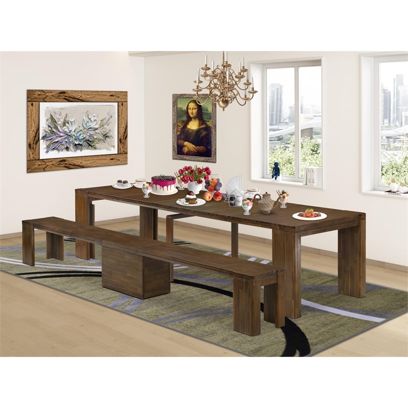 Pemberly Row 2-Piece Expandable Dining Room Set Walnut Finish