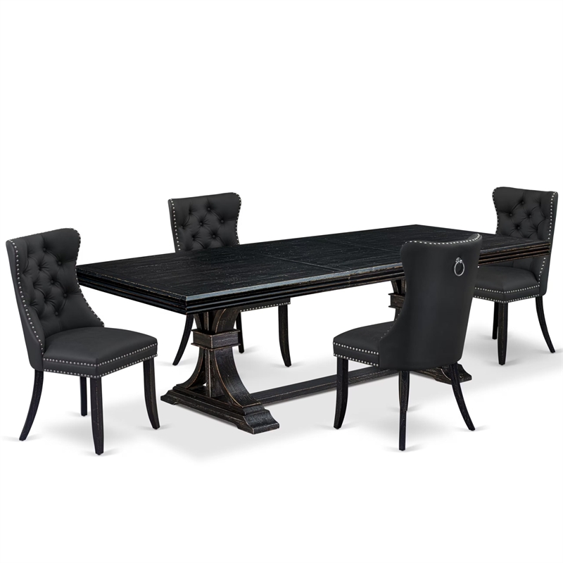 Pemberly Row 5-Piece Modern Dining Set in Sand Blasting Black