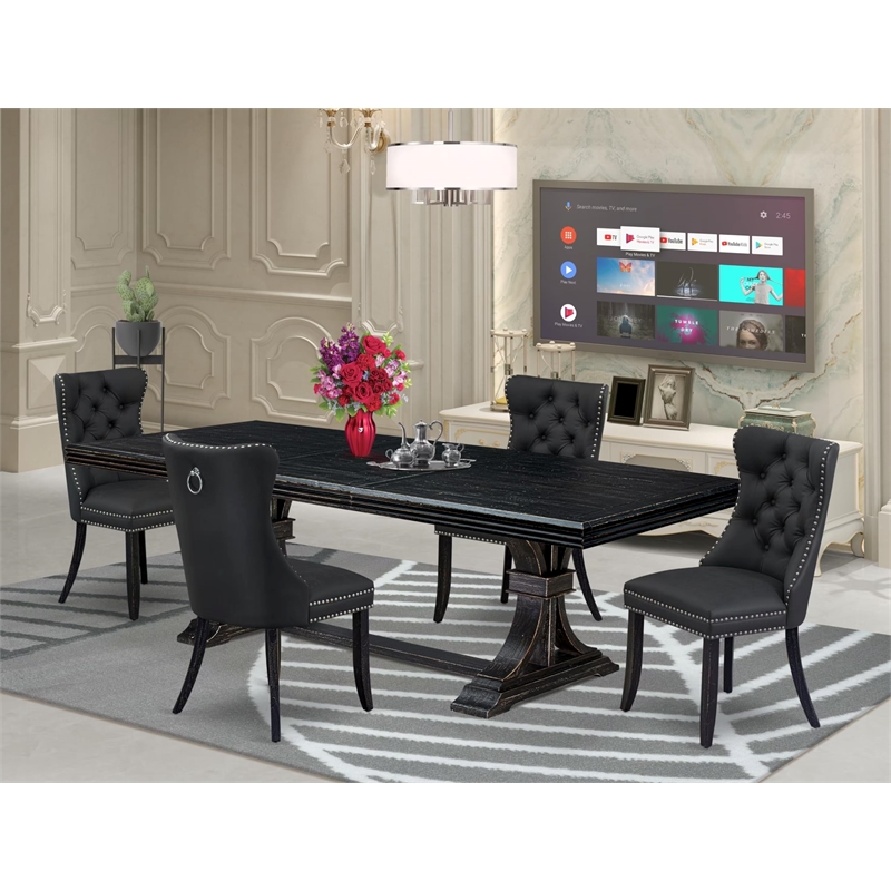 Pemberly Row 5-Piece Modern Dining Set in Sand Blasting Black