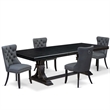 Pemberly Row 5-Piece Dining Set in Sand Blasting Black Finish