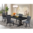 Pemberly Row 5-Piece Dining Set in Sand Blasting Black Finish