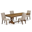 Pemberly Row 5-Piece Wood Dining Set with Walnut Removable Leaf Table