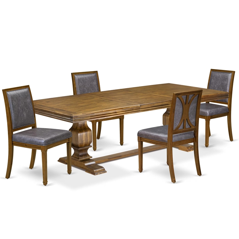 Pemberly Row 5-Piece Modern Dining Set in Walnut Finish with High Back Chairs