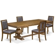Pemberly Row 5-Piece Modern Dining Set in Walnut Finish with High Back Chairs