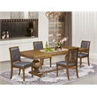 Pemberly Row 5-Piece Modern Dining Set in Walnut Finish with High Back Chairs
