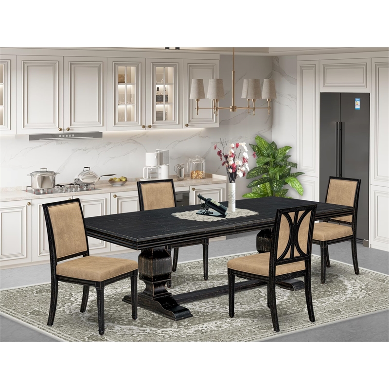 Pemberly Row 5-Piece Kitchen Dining Set in Black Finish with Modern Chairs