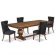 Pemberly Row 5-Piece Dining Room Set with Walnut Finish and Faux Leather Chairs