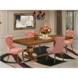 Pemberly Row 5-Piece Dining Set in Walnut Finish with Faux Leather Seats