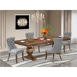Pemberly Row 5-Piece Walnut Dining Set with Light Gray Faux Leather Chairs