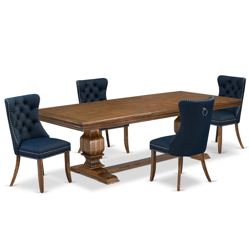 Pemberly Row 5-Piece Wooden Dining Set with Walnut Finish Table & Chairs