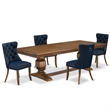 Pemberly Row 5-Piece Wooden Dining Set with Walnut Finish Table & Chairs