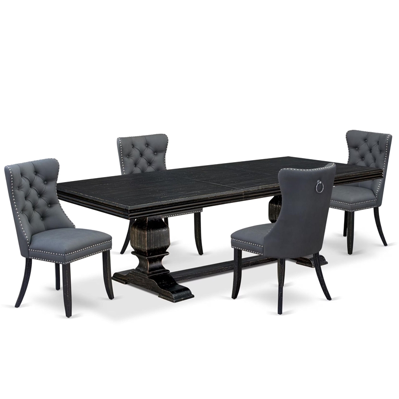 Pemberly Row 5-Piece Black Dining Set with Faux Leather Chairs