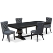Pemberly Row 5-Piece Black Dining Set with Faux Leather Chairs