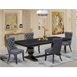 Pemberly Row 5-Piece Black Dining Set with Faux Leather Chairs