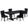 Pemberly Row 5-Piece Dining Set with Wood Table in Black Finish