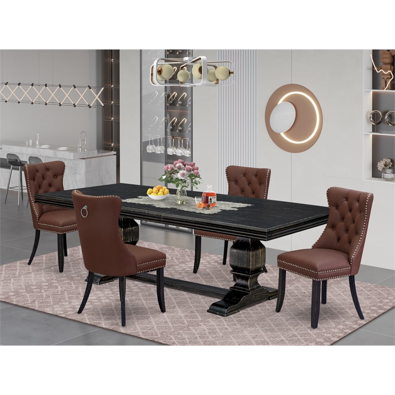 Pemberly Row 5-Piece Mid-Century Dining Set in Black Finish
