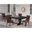 Pemberly Row 5-Piece Mid-Century Dining Set in Black Finish