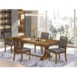 Pemberly Row 5-Piece Mid-Century Dining Set in Walnut Finish with PU Leather