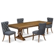 Pemberly Row 5-Piece Kitchen Dining Set in Walnut Acacia Wood Finish