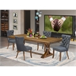 Pemberly Row 5-Piece Kitchen Dining Set in Walnut Acacia Wood Finish