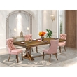 Pemberly Row 5-Piece Dining Set with Acacia Walnut and Faux Leather Chairs