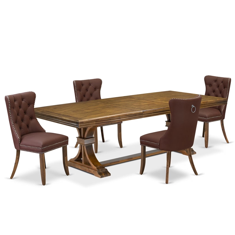 Pemberly Row 5-Piece Dining Set with Walnut Finish and Acacia Wood