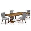 Pemberly Row 5-Piece Dining Set with Walnut Finish and Acacia Wood