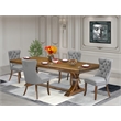 Pemberly Row 5-Piece Dining Set with Walnut Finish and Acacia Wood