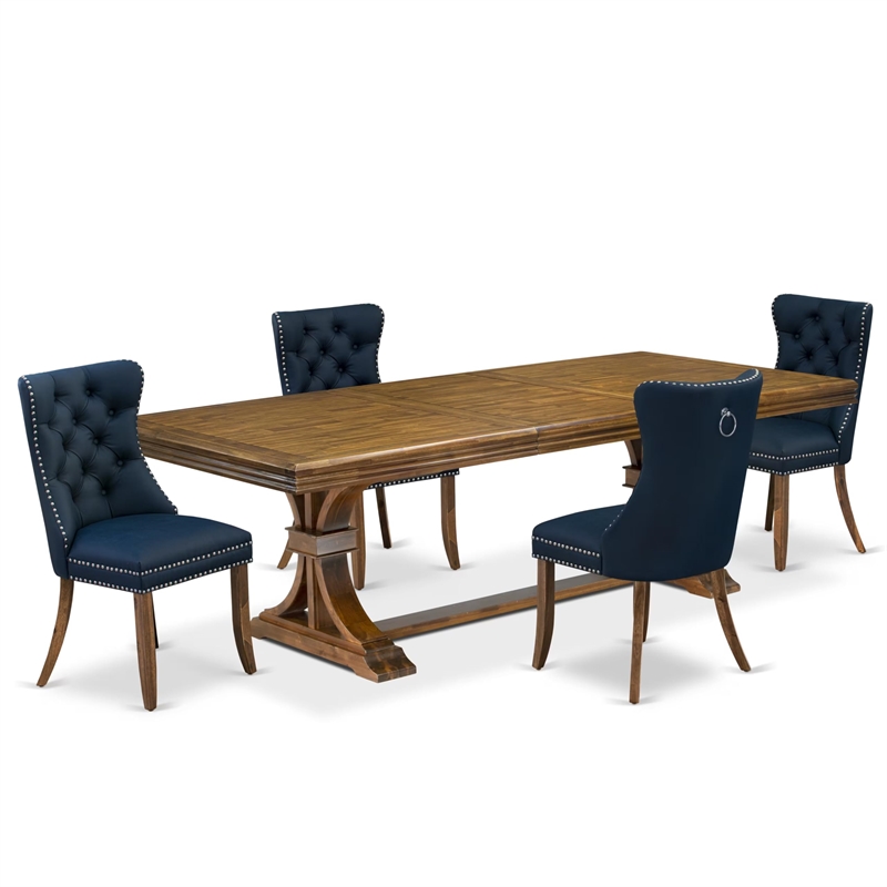 Pemberly Row 5-Piece Dining Set with Walnut Finish and Acacia Wood