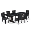 Pemberly Row 7-Piece Wood Dining Table Set in Black Finish
